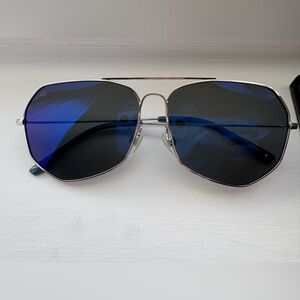 Prive Revaux Silver Aviator Sunglasses with Blue Lenses